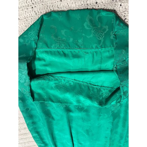 VTG Dynasty A-Line Dress Silk Brocade Womens Sz 10 Green Cap Sleeves Knee Length - Picture 12 of 12
